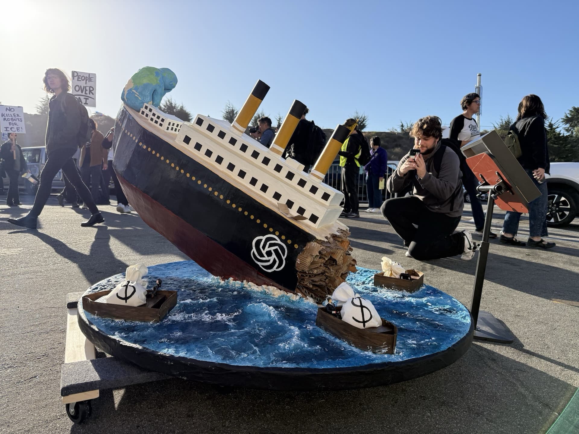 What Iceberg?: Bay Area artists target OpenAI with Titanic-themed protest art